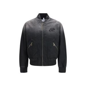 Off-White Men Bomber In Denim Effetto Washed